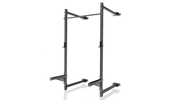 GROM Fold Back Wall Mounted Rack with Spotter Arms  - Depth of 90cm